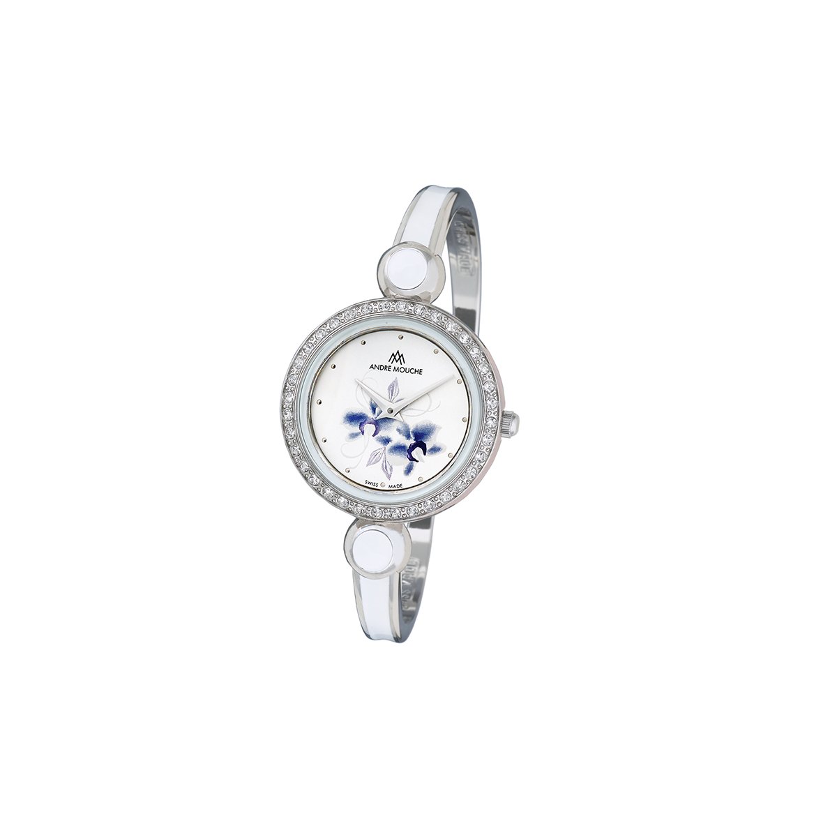 Aria Crystal Flower Palladium White - Blue Swiss Ladies Watch 459 - 01071 - André Mouche