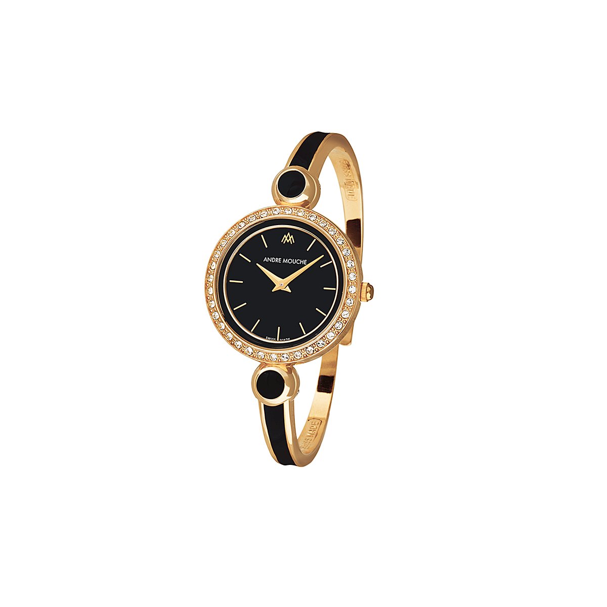 Aria Crystal Gold Black Swiss Ladies Watch 452 - 04041 - André Mouche