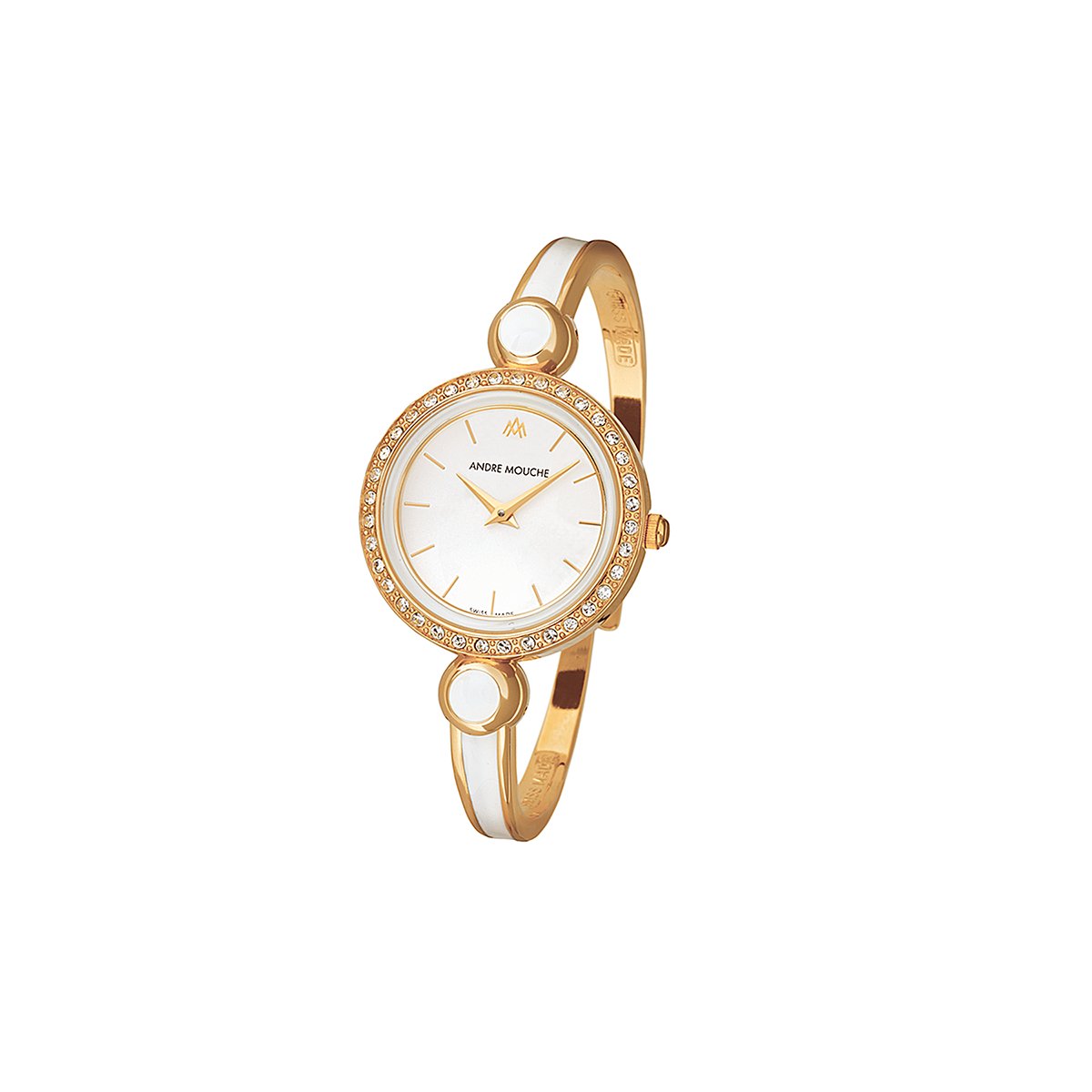 Aria Crystal Gold White Swiss Ladies Watch 452 - 01101 - André Mouche