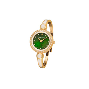 Aria Crystal Gold White - Green Swiss Ladies Watch 452 - 01111 - André Mouche