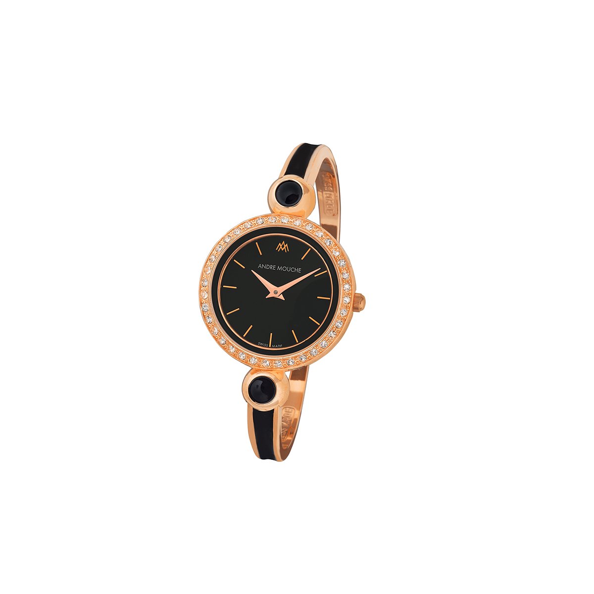 Aria Crystal Rose Gold Black Swiss Ladies Watch 456 - 04041 - André Mouche