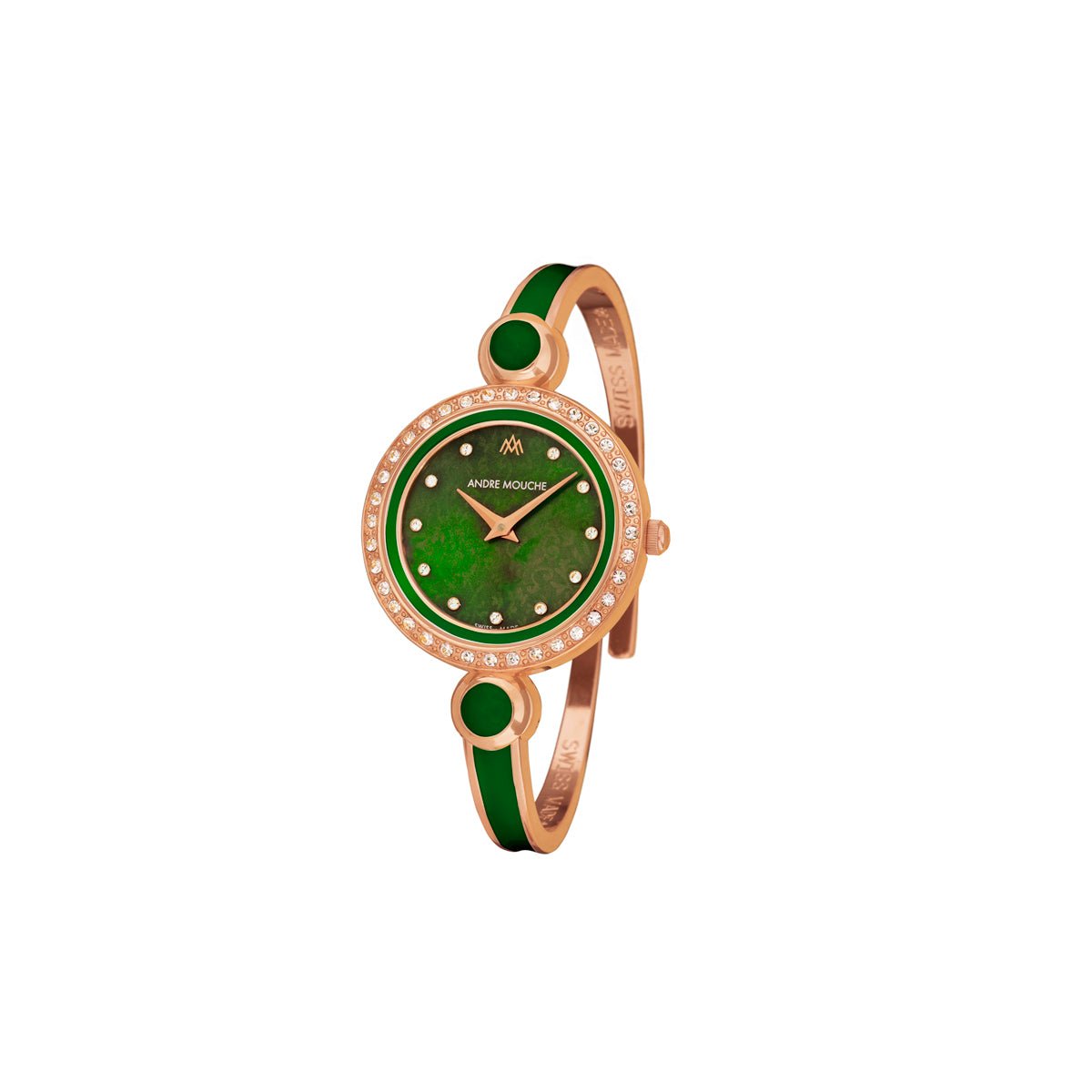 Aria Crystal Rose Gold Green Swiss Ladies Watch 456 - 11111 - André Mouche