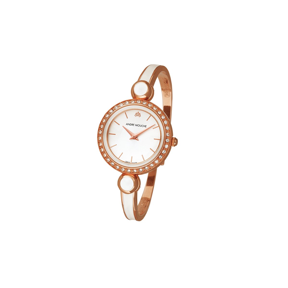 Aria Crystal Rose Gold White Swiss Ladies Watch 456 - 01101 - André Mouche