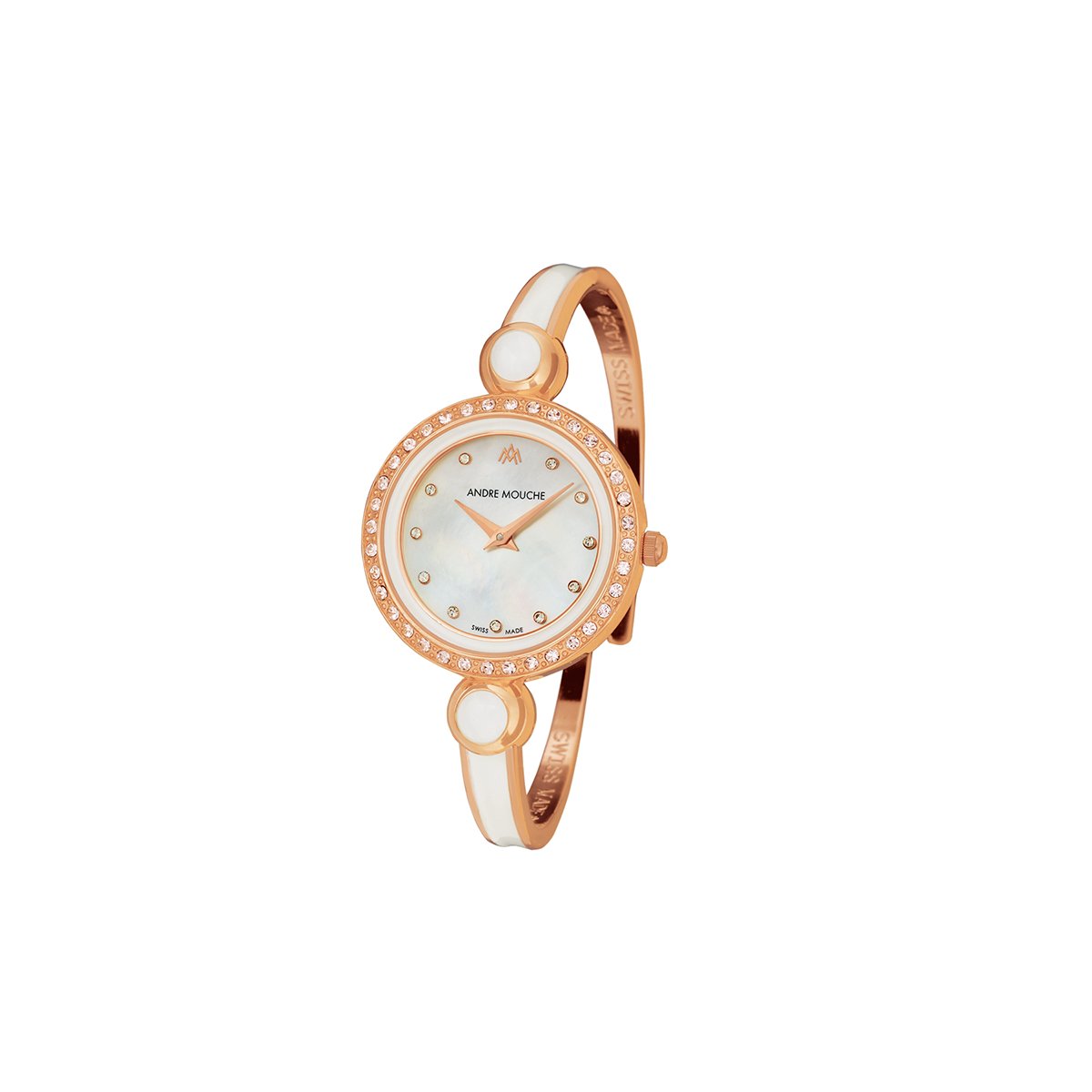 Aria Crystal Rose Gold White - Pearl Swiss Ladies Watch 456 - 01201 - André Mouche