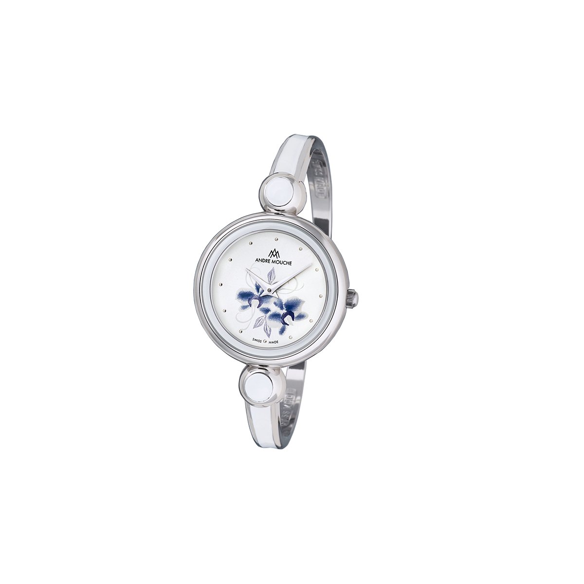 Aria Flower Palladium White - Blue Swiss Ladies Watch 457 - 01071 - André Mouche