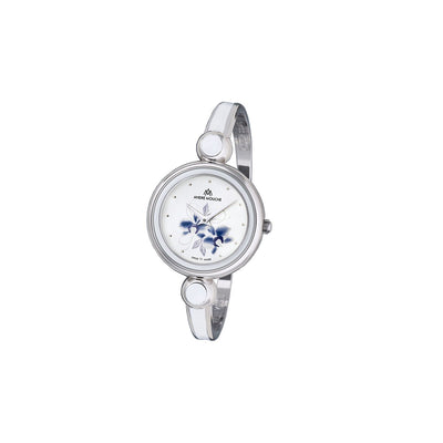 Aria Flower Palladium White - Blue Swiss Ladies Watch 457 - 01071 - André Mouche