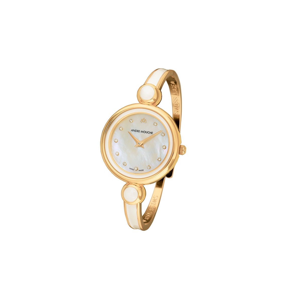 Aria Gold White - Pearl Swiss Ladies Watch 450 - 01201 - André Mouche