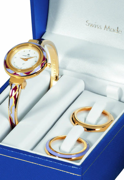 Aura Set Gold Purple - Red Swiss Ladies Watch 400 - 15169 - André Mouche