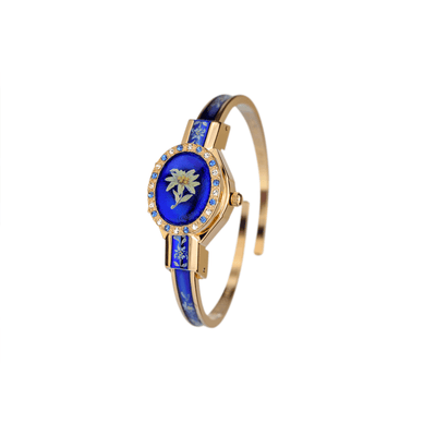 Edelweiss Crystal Gold Blue Swiss Ladies Watch 043 - 06101 - André Mouche