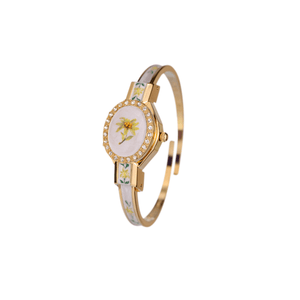 Edelweiss Crystal Gold Pearl White Swiss Ladies Watch 043 - 20101 - André Mouche