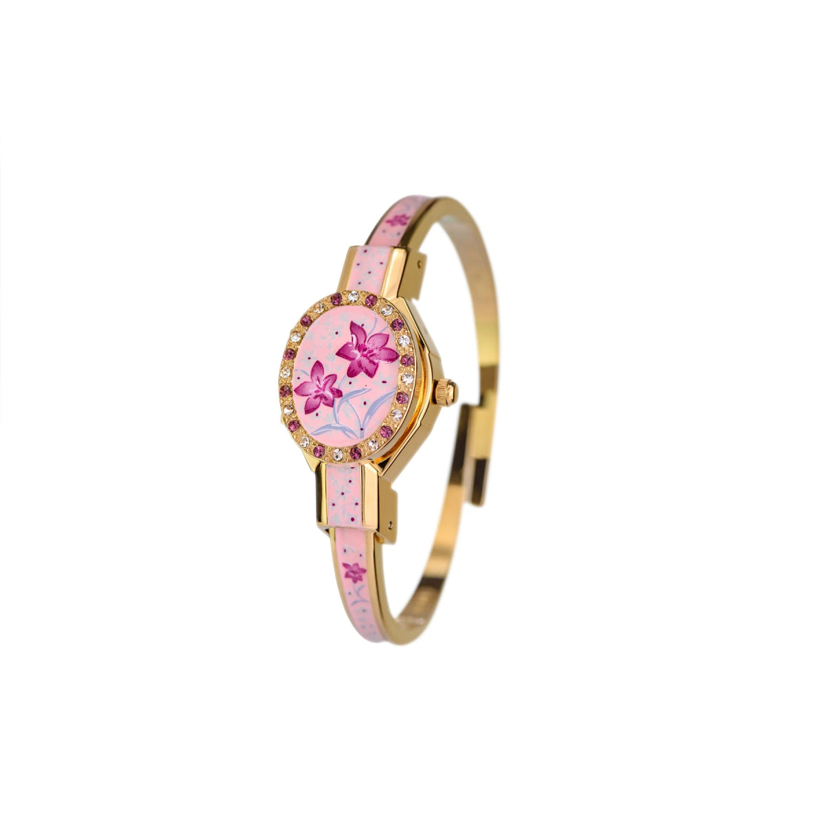 最終値下げ Andre Mouche フラワーデザイン レディース腕時計 florali-crystal-gold-pink-red-