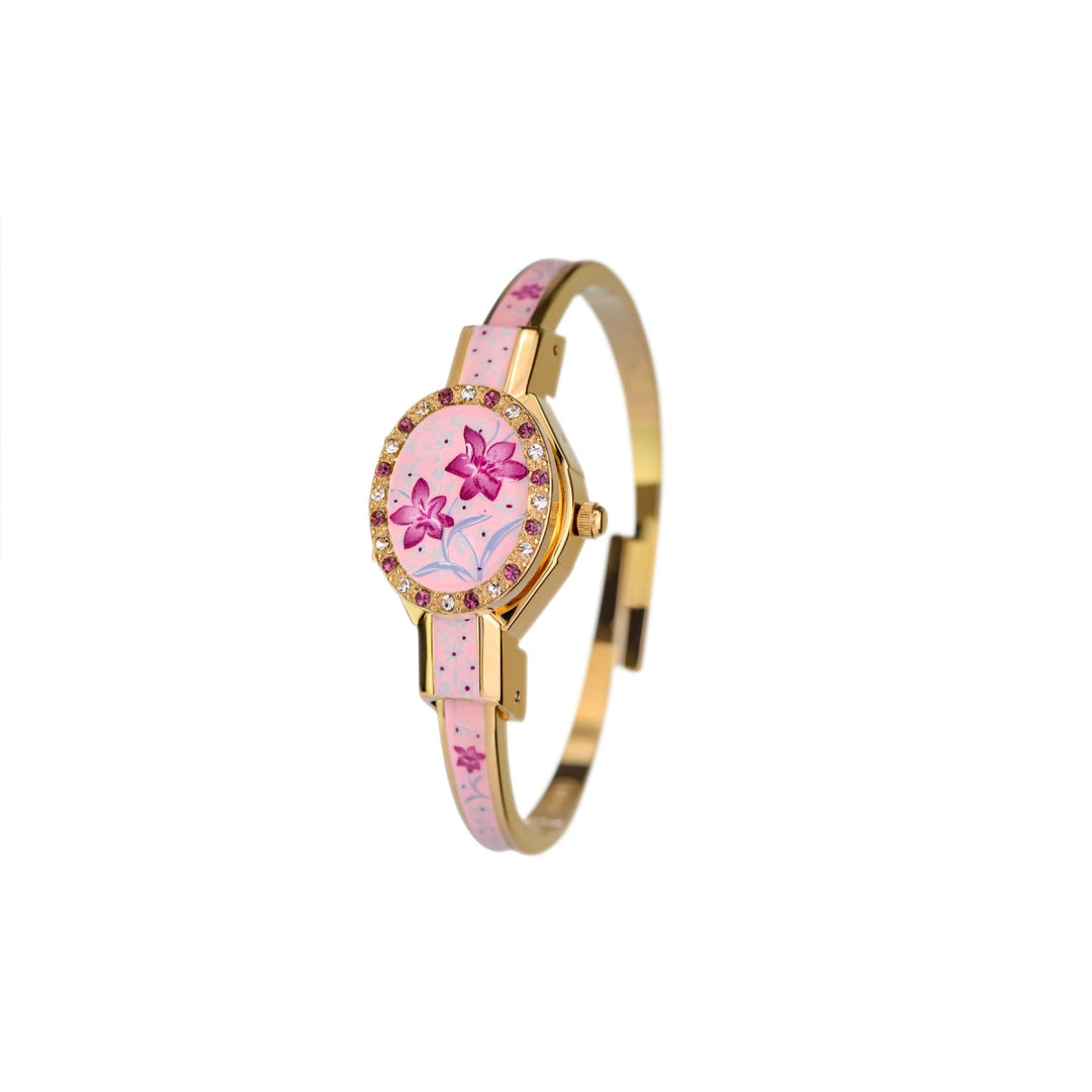 Swiss Made ANDRE MOUCHE 花柄 バングルウォッチ Andre Mouche バングルタイプ腕時計 花柄 2個 SWISS MADE 5年